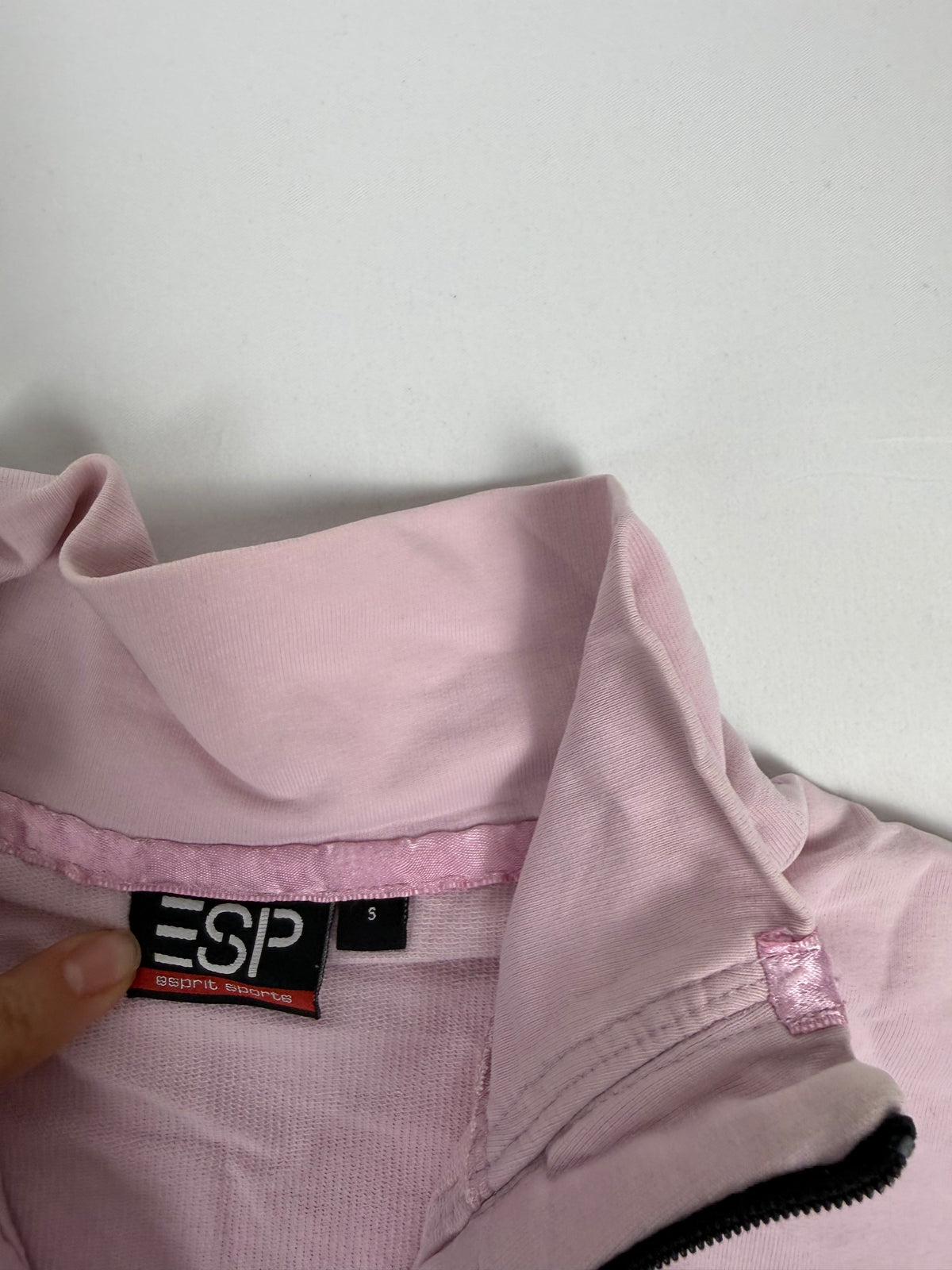 Pink zip up tight fit sweatshirt (XS)