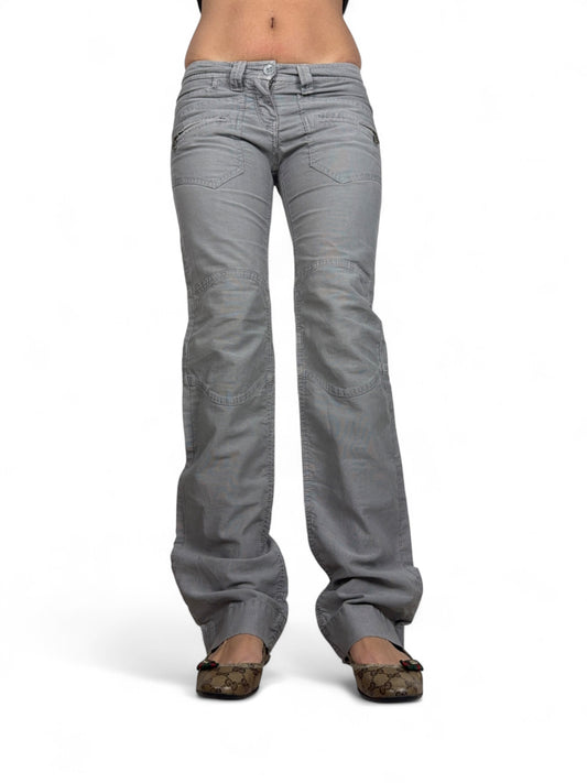 Grey low rise denim flare pants (XS/S)