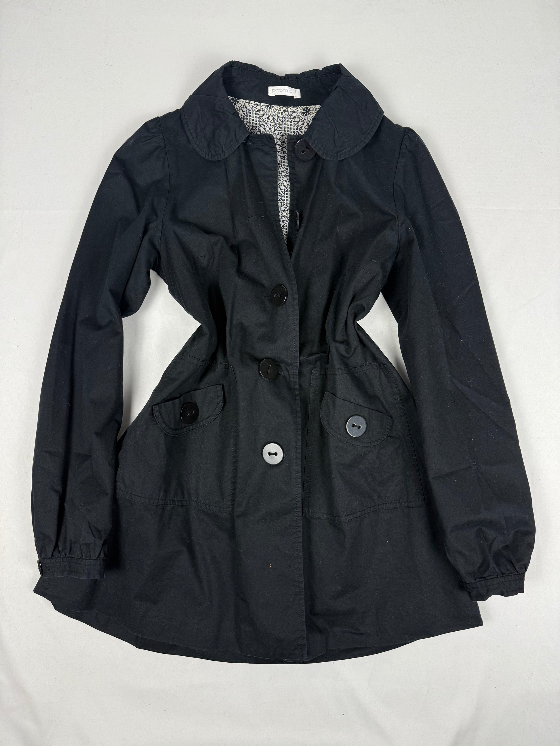 Black cotton trench jacket (M)