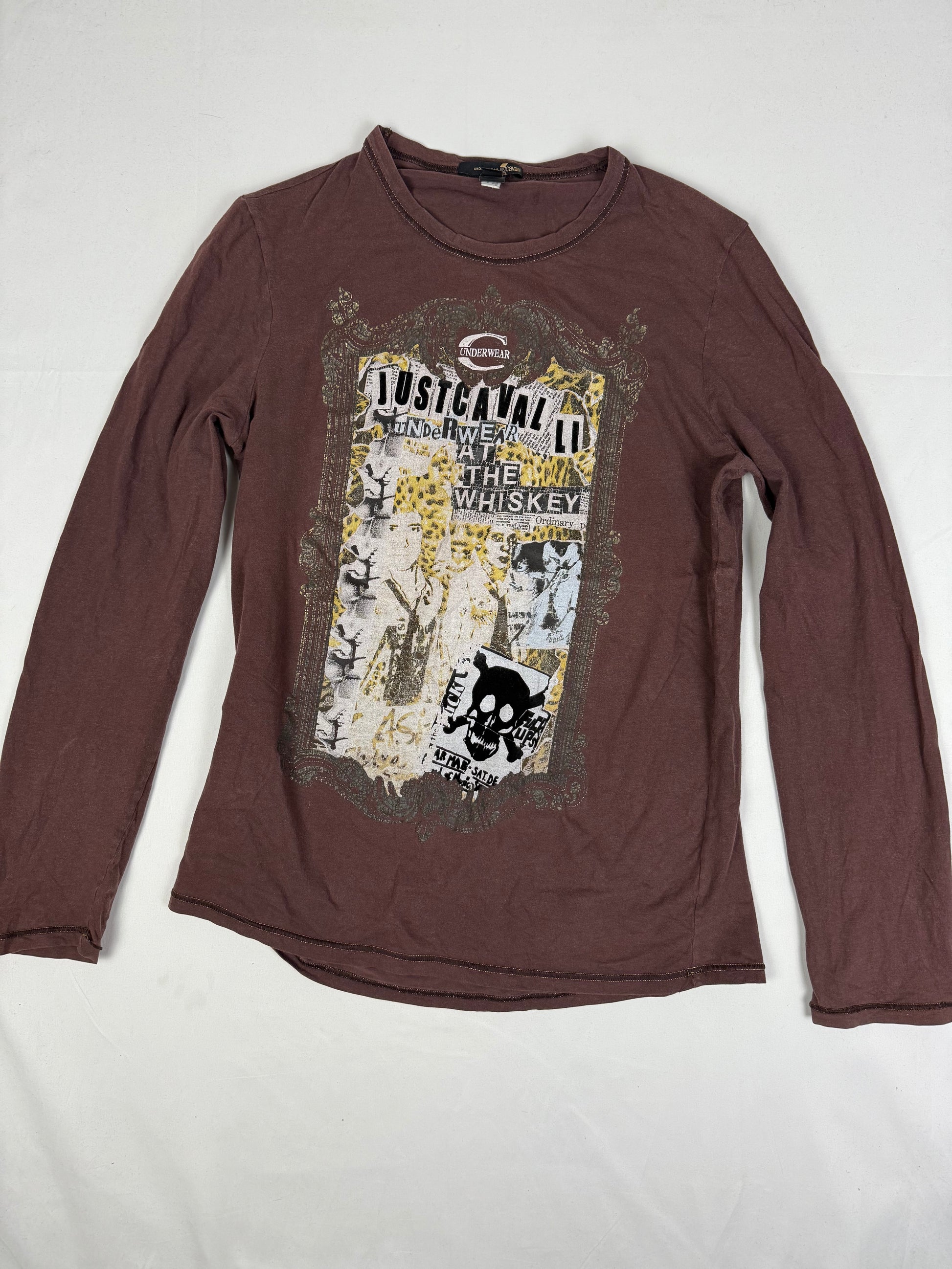 Brown graphic cotton long sleeves top (XL)