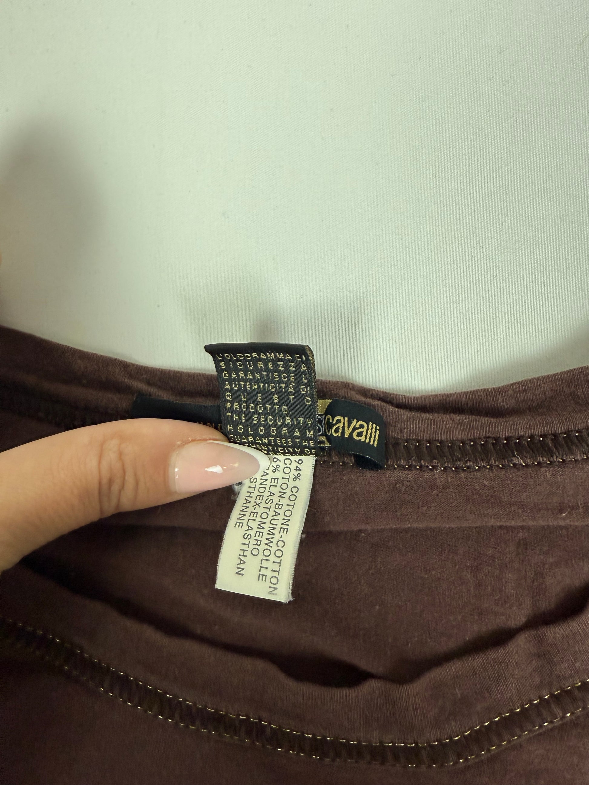 Brown graphic cotton long sleeves top (XL)