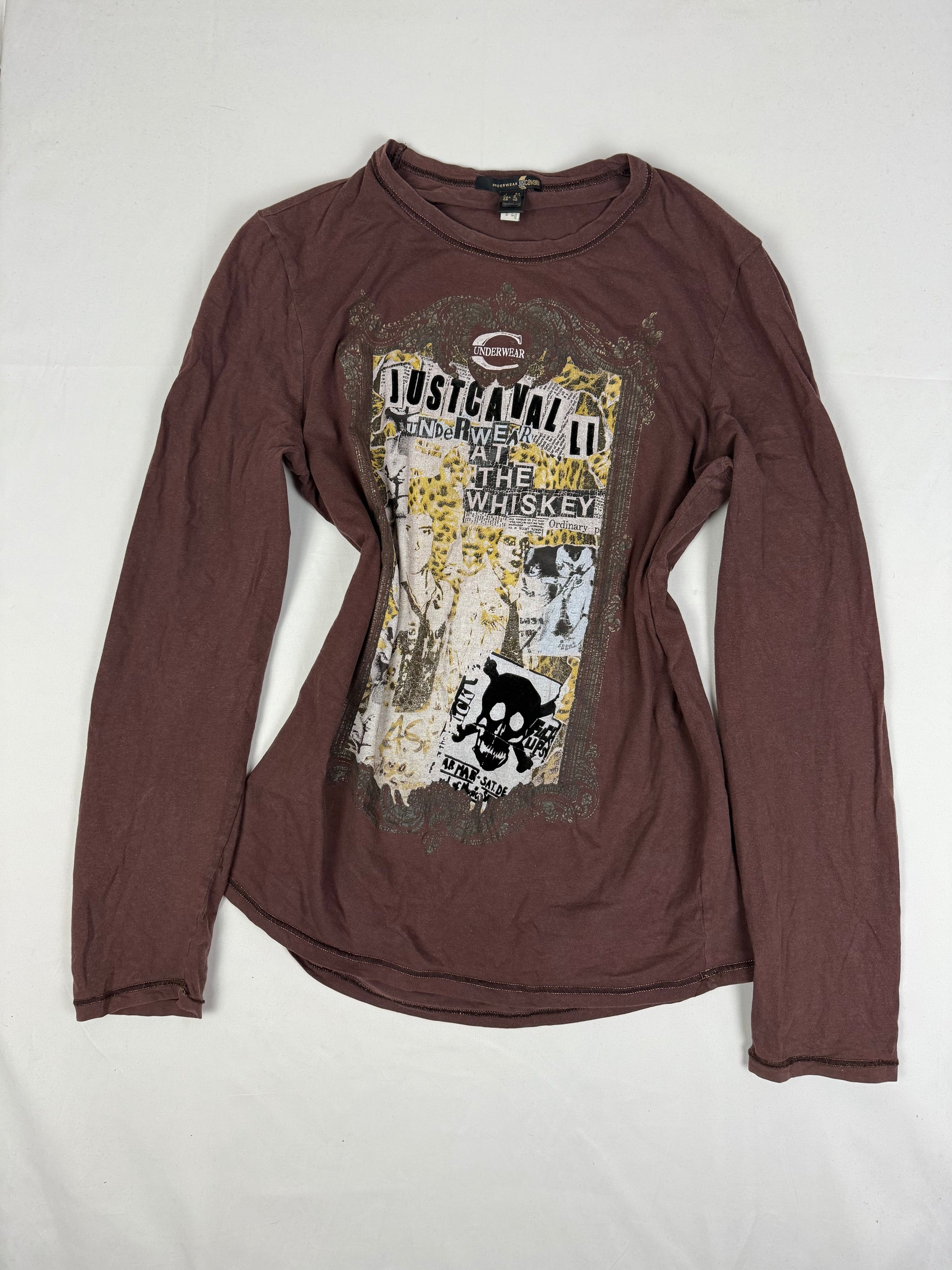 Brown graphic cotton long sleeves top (XL)