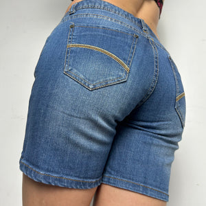 Blue denim low rise mid short (S)