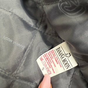 Black faux fur neck zip up tight fit biker jacket (S)