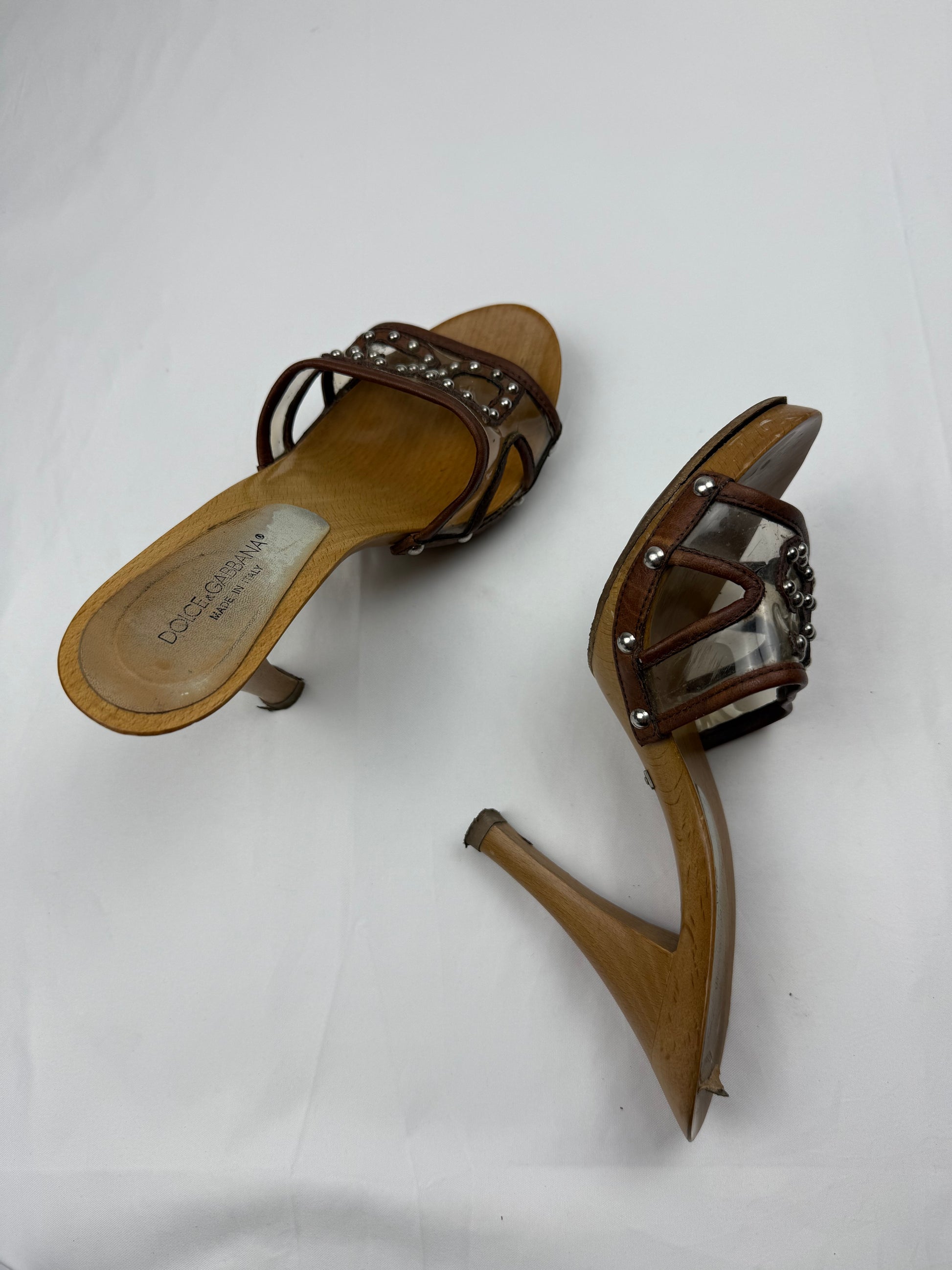 Brown wood clogs heels mules (37)