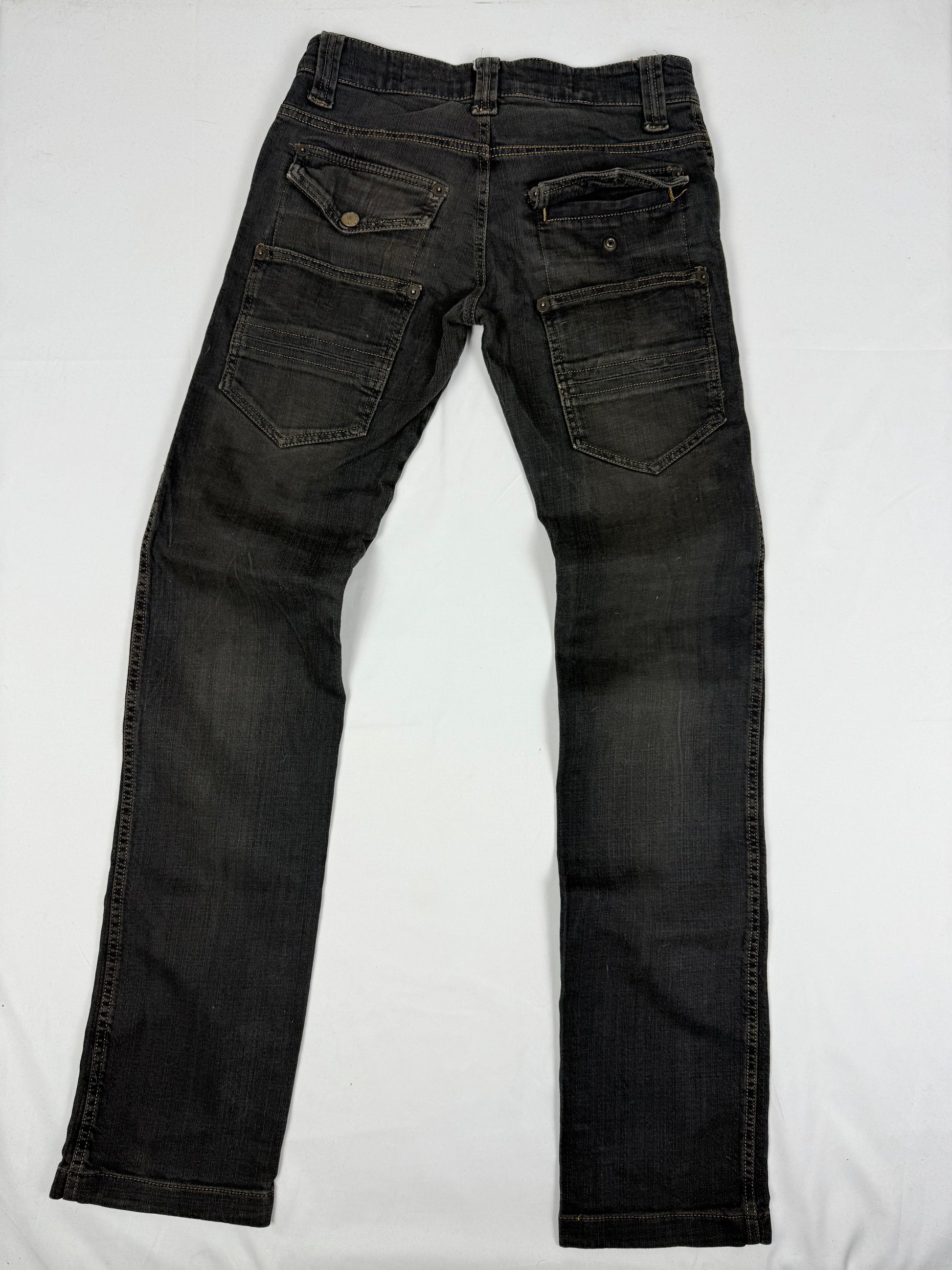 Black denim low rise straight legs pants (XS)