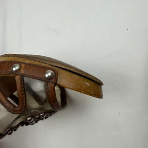 Brown wood clogs heels mules (37)