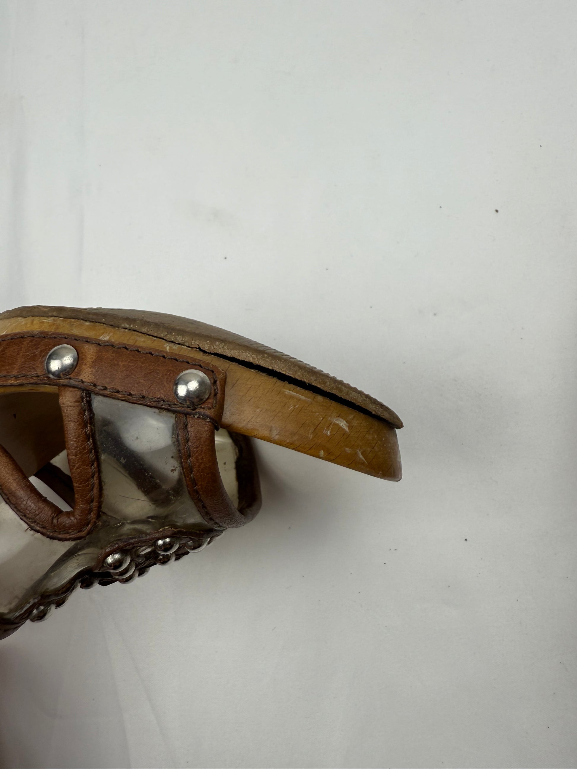 Brown wood clogs heels mules (37)