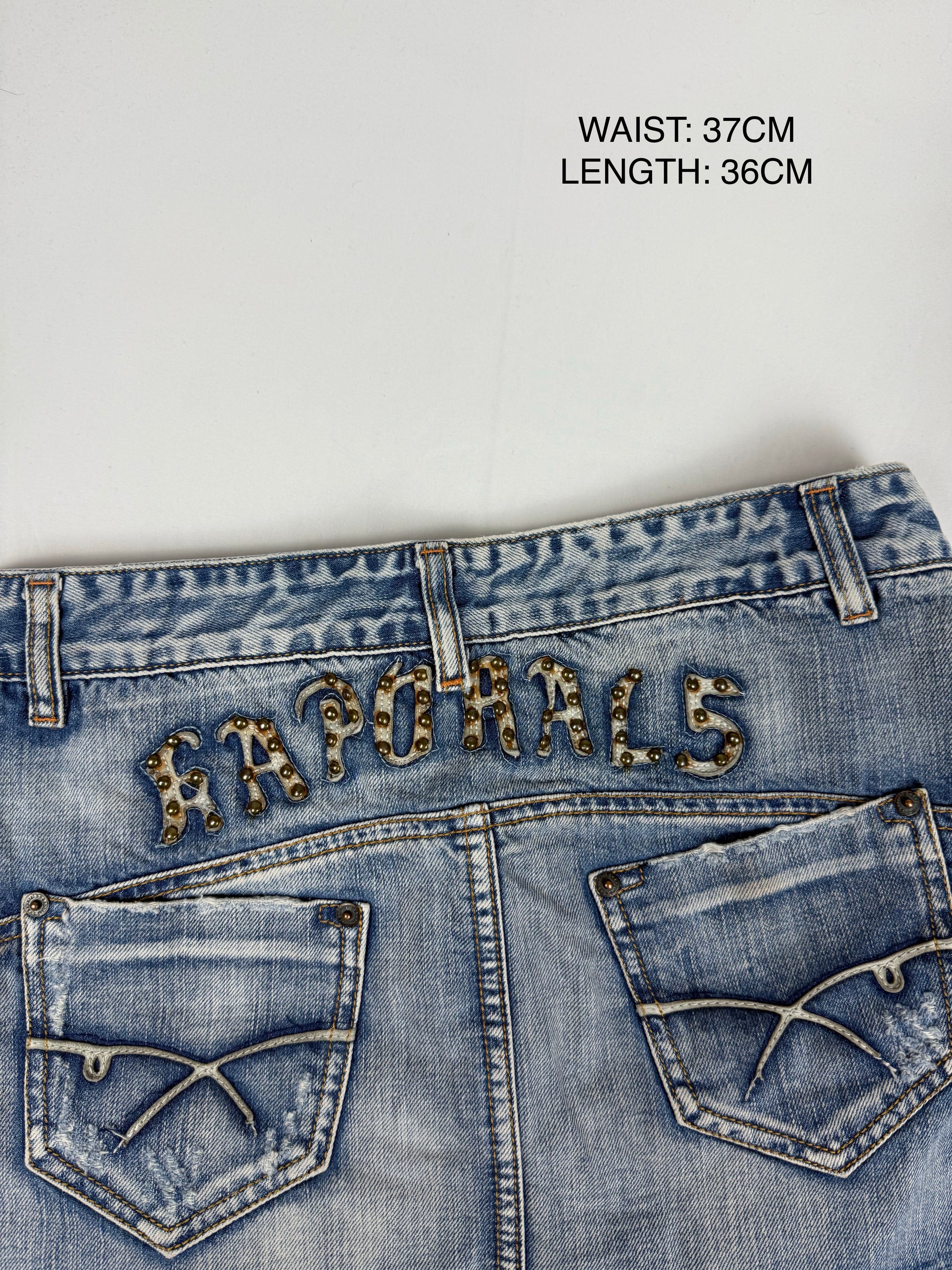 Blue denim mini skirt (S)