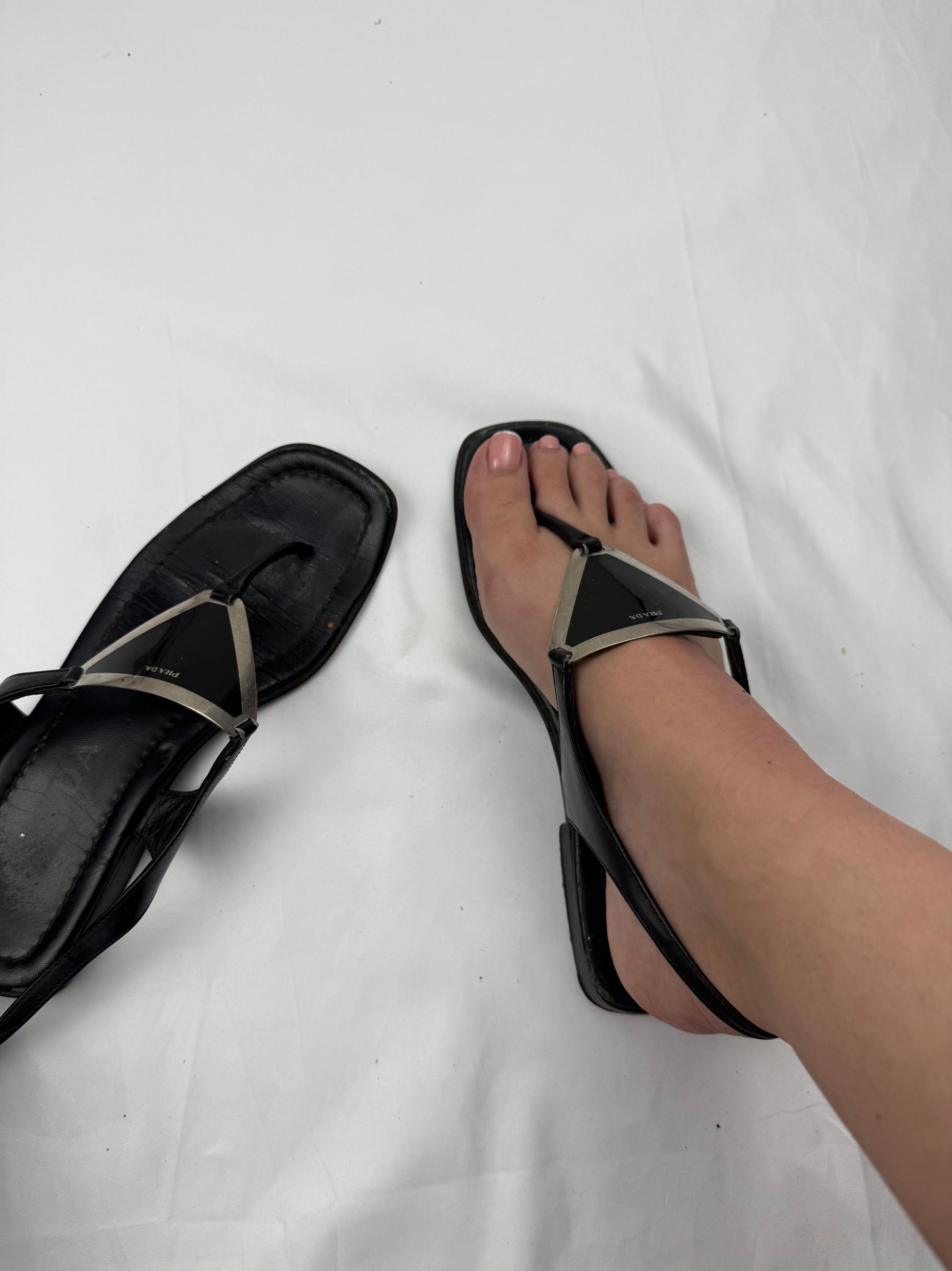 Black buckle summer sandals shoes (36)