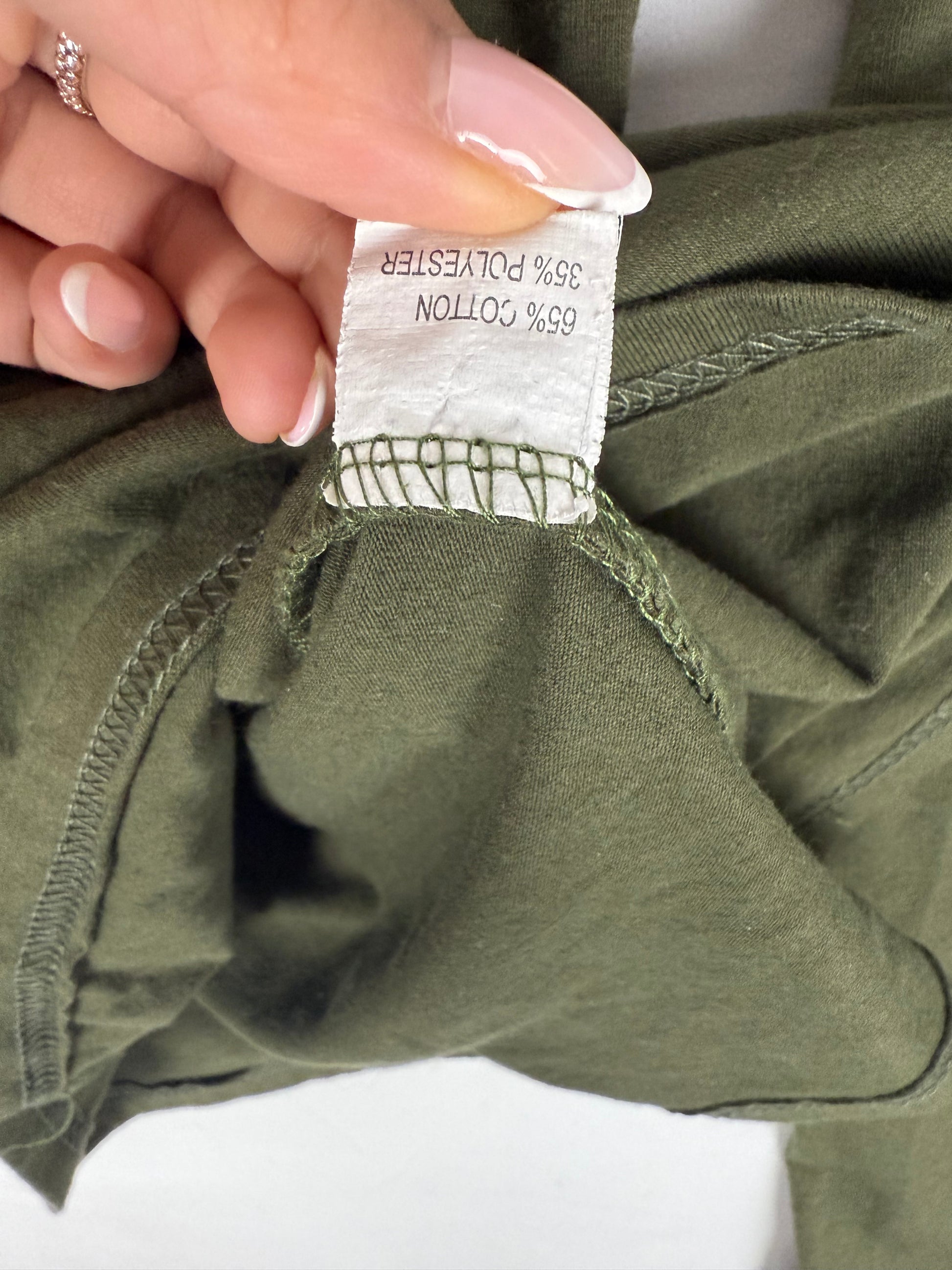 Khaki lace up long sleeves top (S)