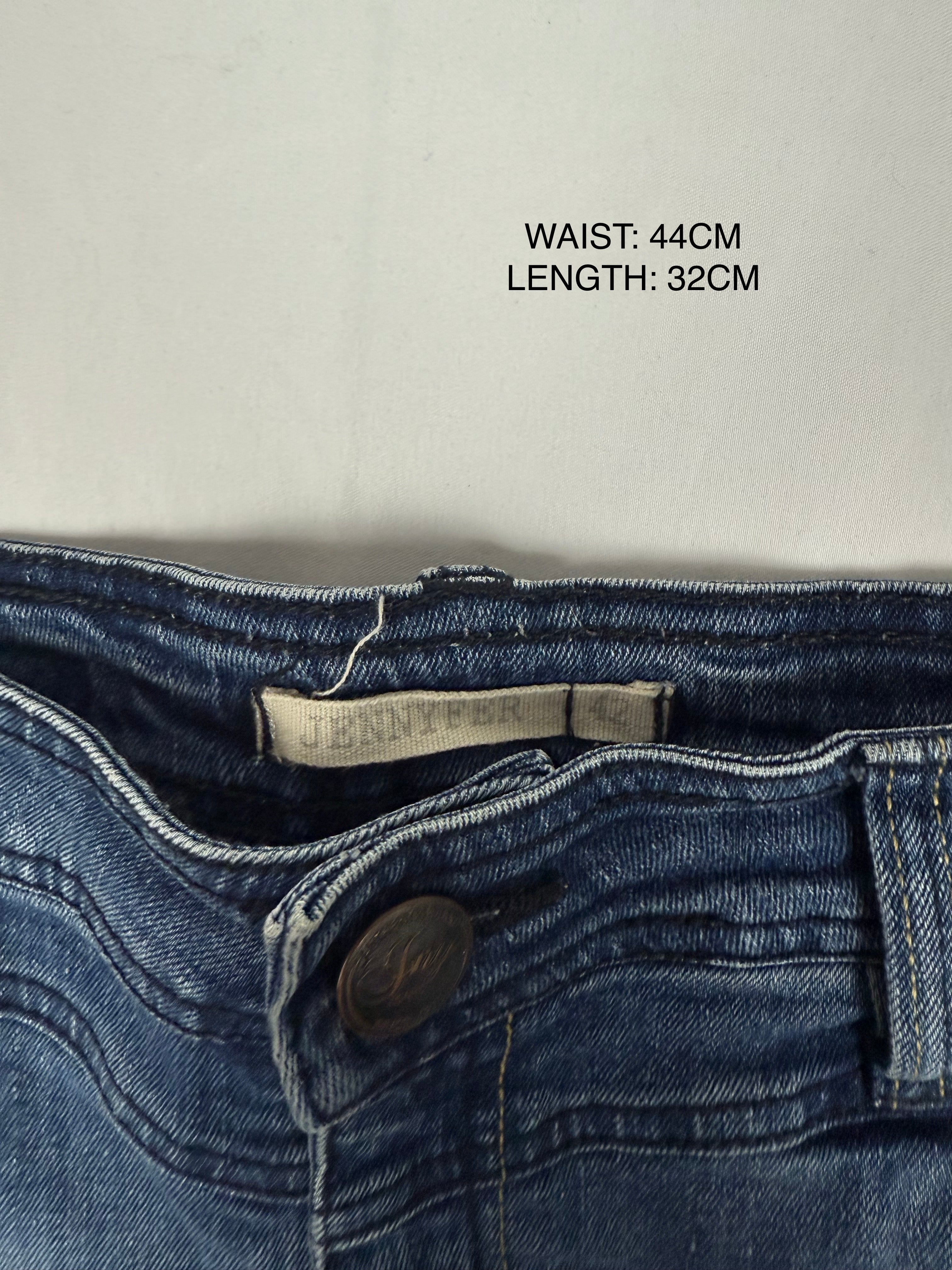 Blue navy low rise denim mini skirt (XL)