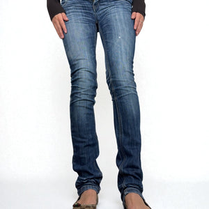 Navy denim low rise skinny pants (XS)