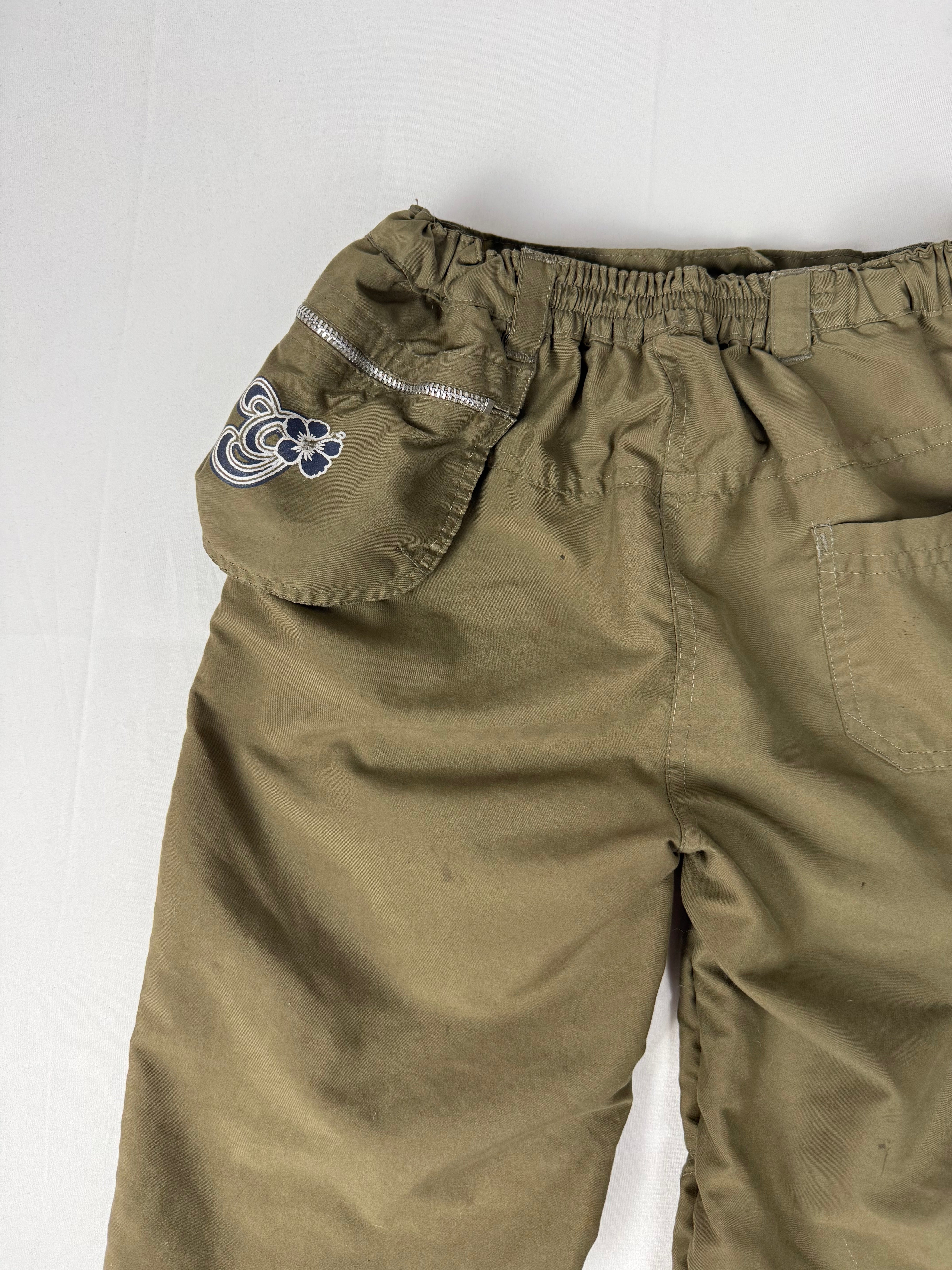 Khaki low waist cargo capri pants (XXS/XS)