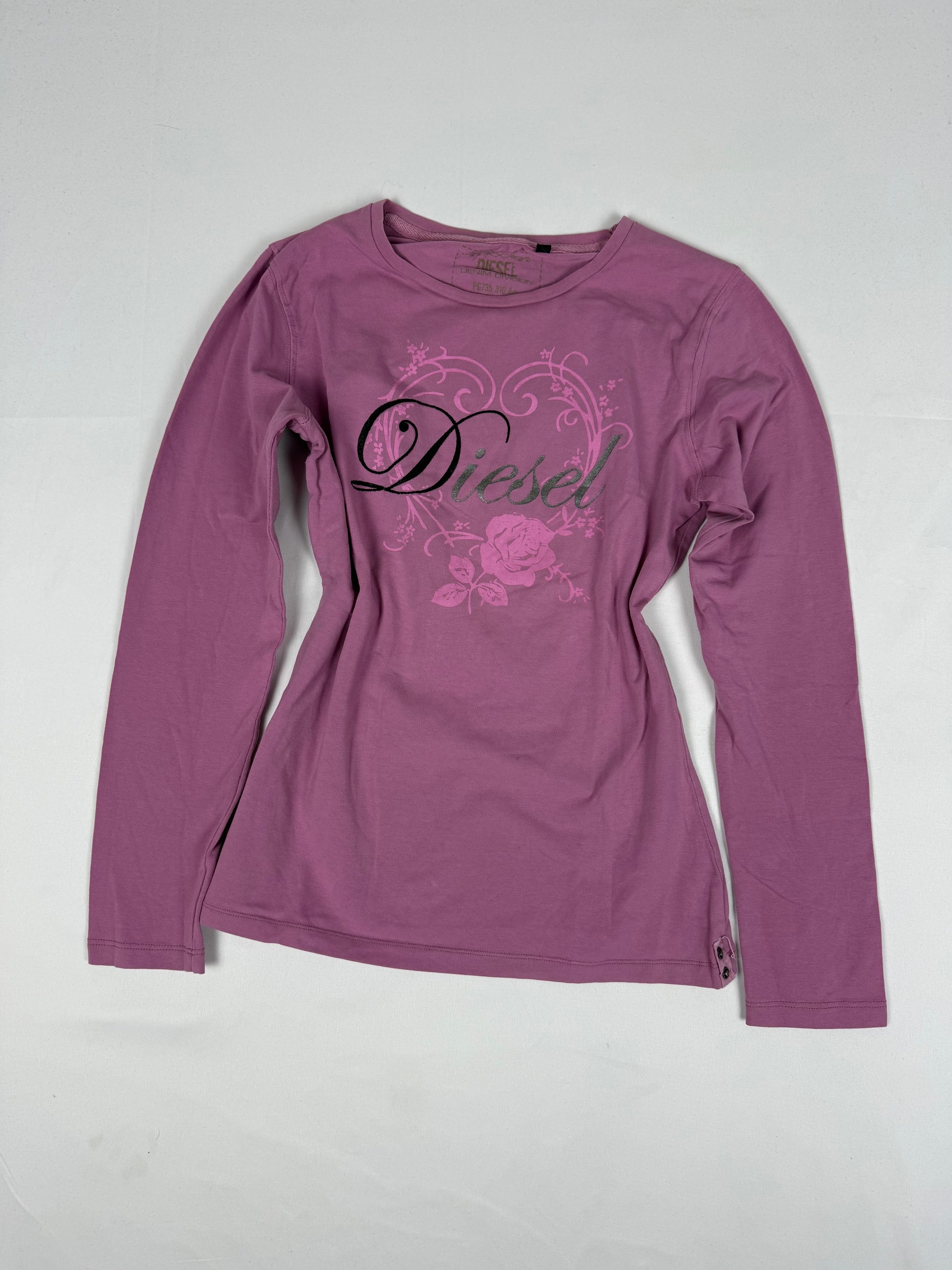 Pink logo cotton long sleeves top (S/M)