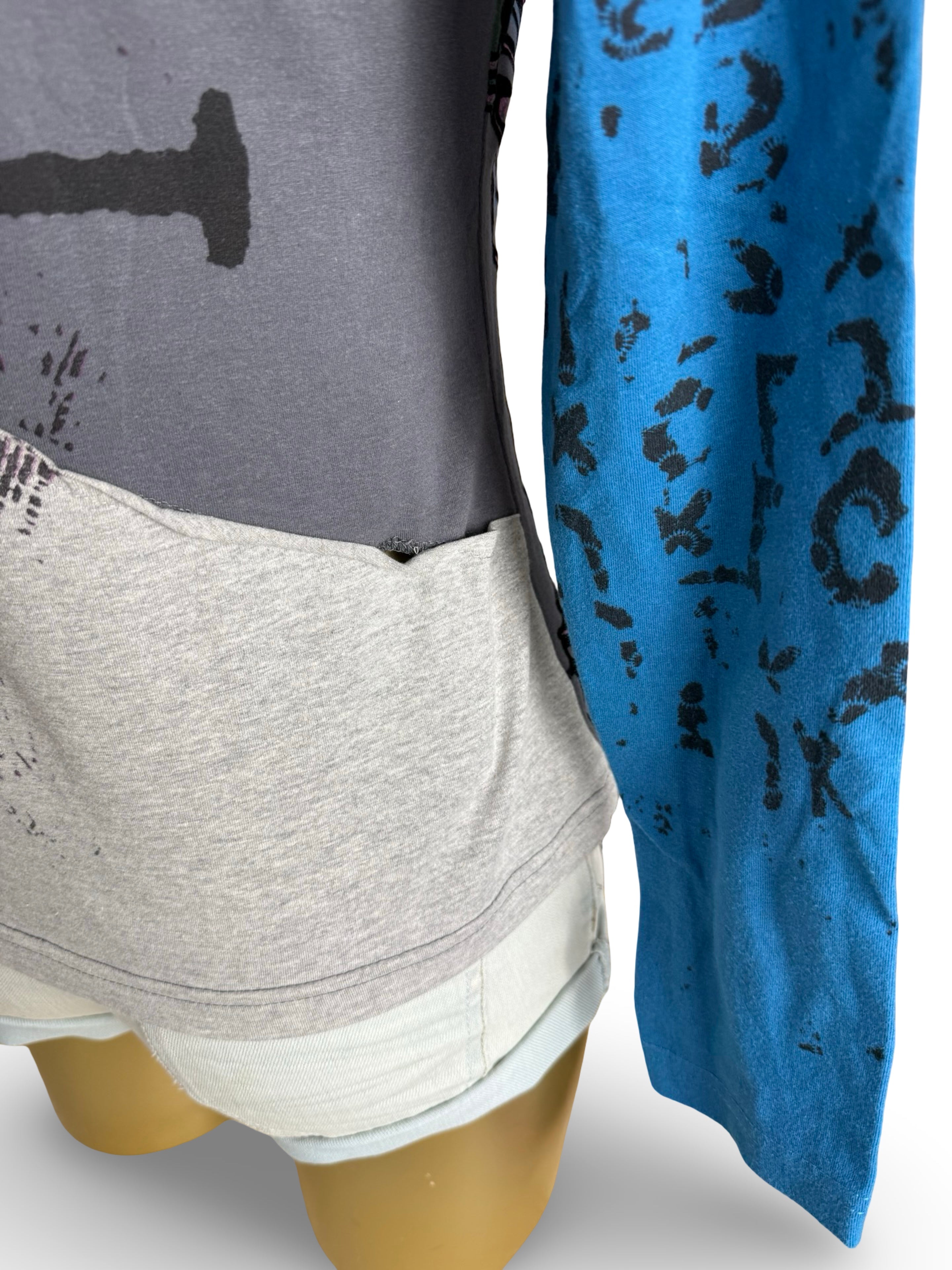 Blue graphic long sleeves top (L)