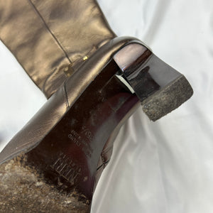 Brown 100% leather knee high boots (37)