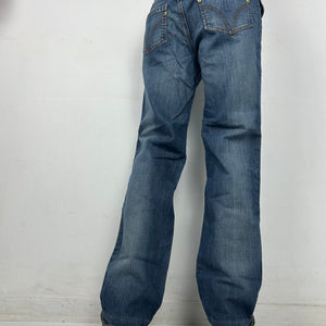 Blue denim low rise baggy pants (M)