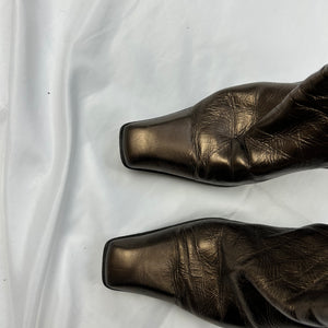 Brown 100% leather knee high boots (37)