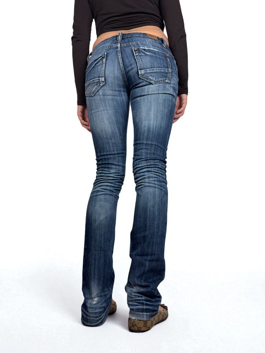 Navy denim low rise skinny pants (XS)