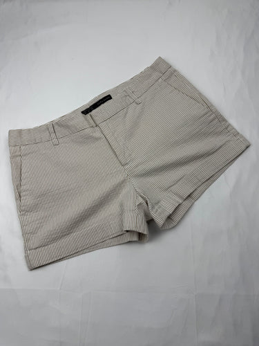 Beige striped low rise office mini short (M)