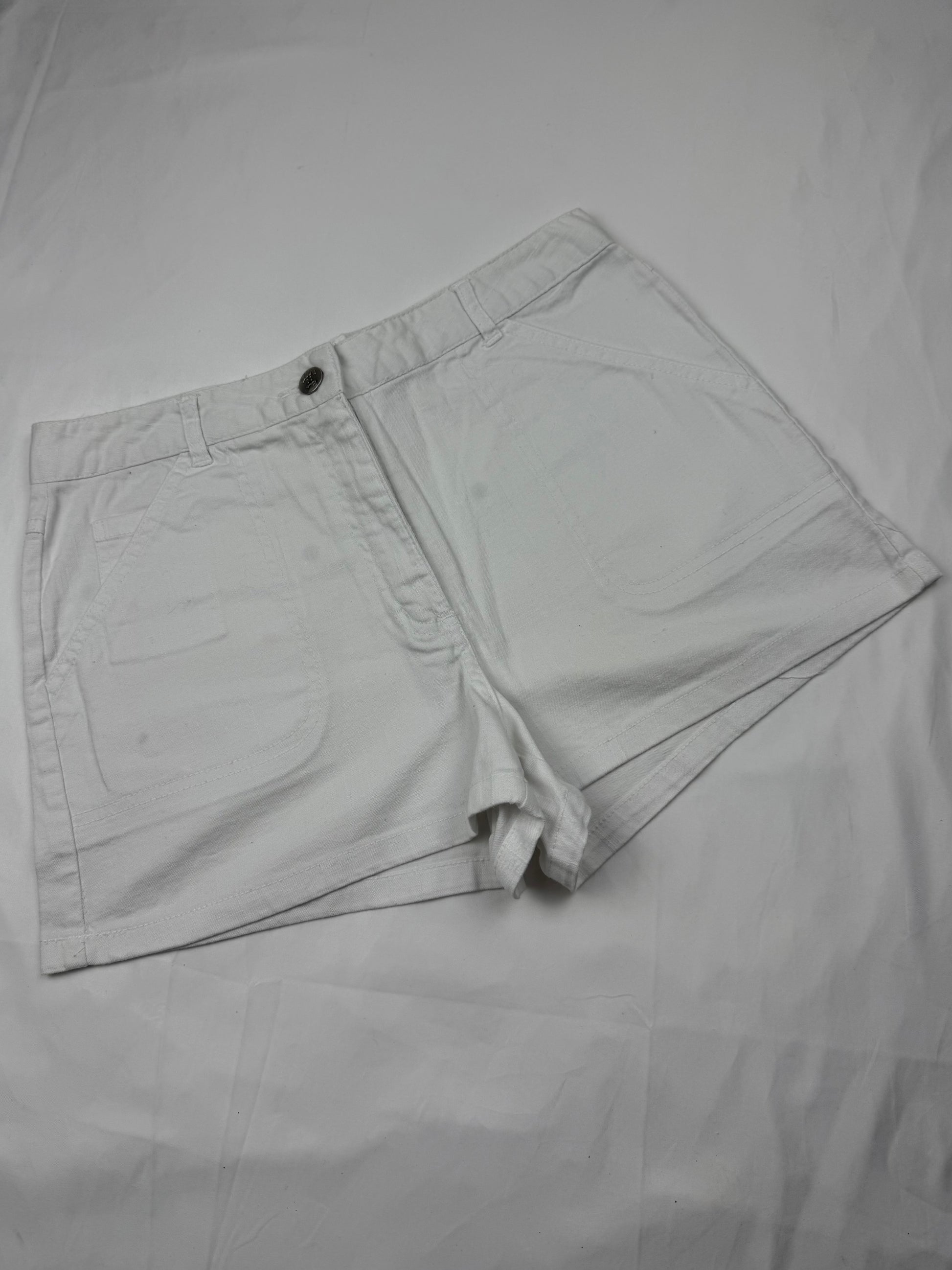 White denim mid rise mini short (M)