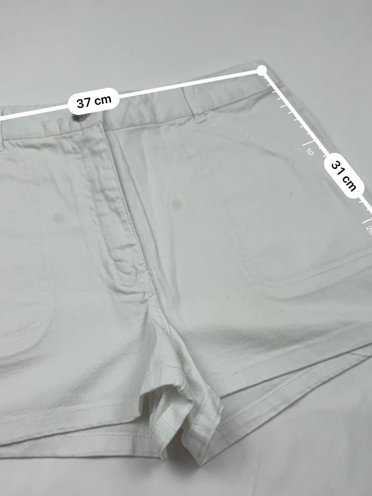White denim mid rise mini short (M)