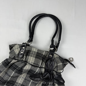 Grey check print shoulder bag (31x28 cm)