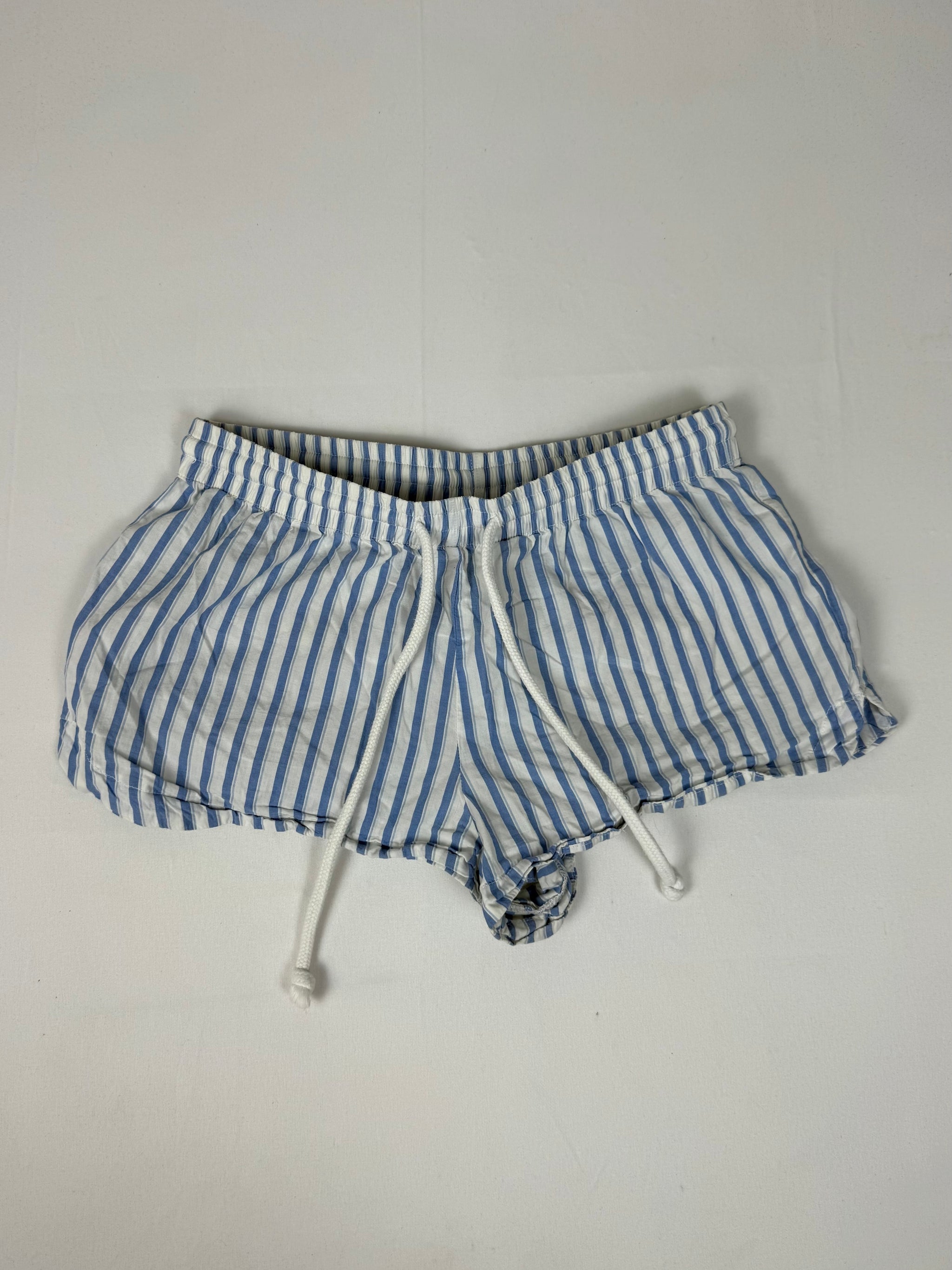 Baby blue striped cotton low rise mini short (S)
