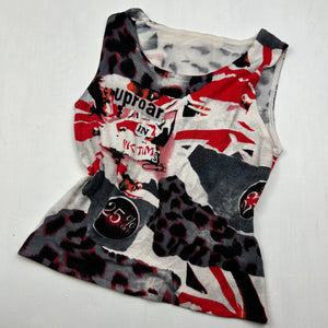 Multicolor graphic print cardigan + knitted top set (M)