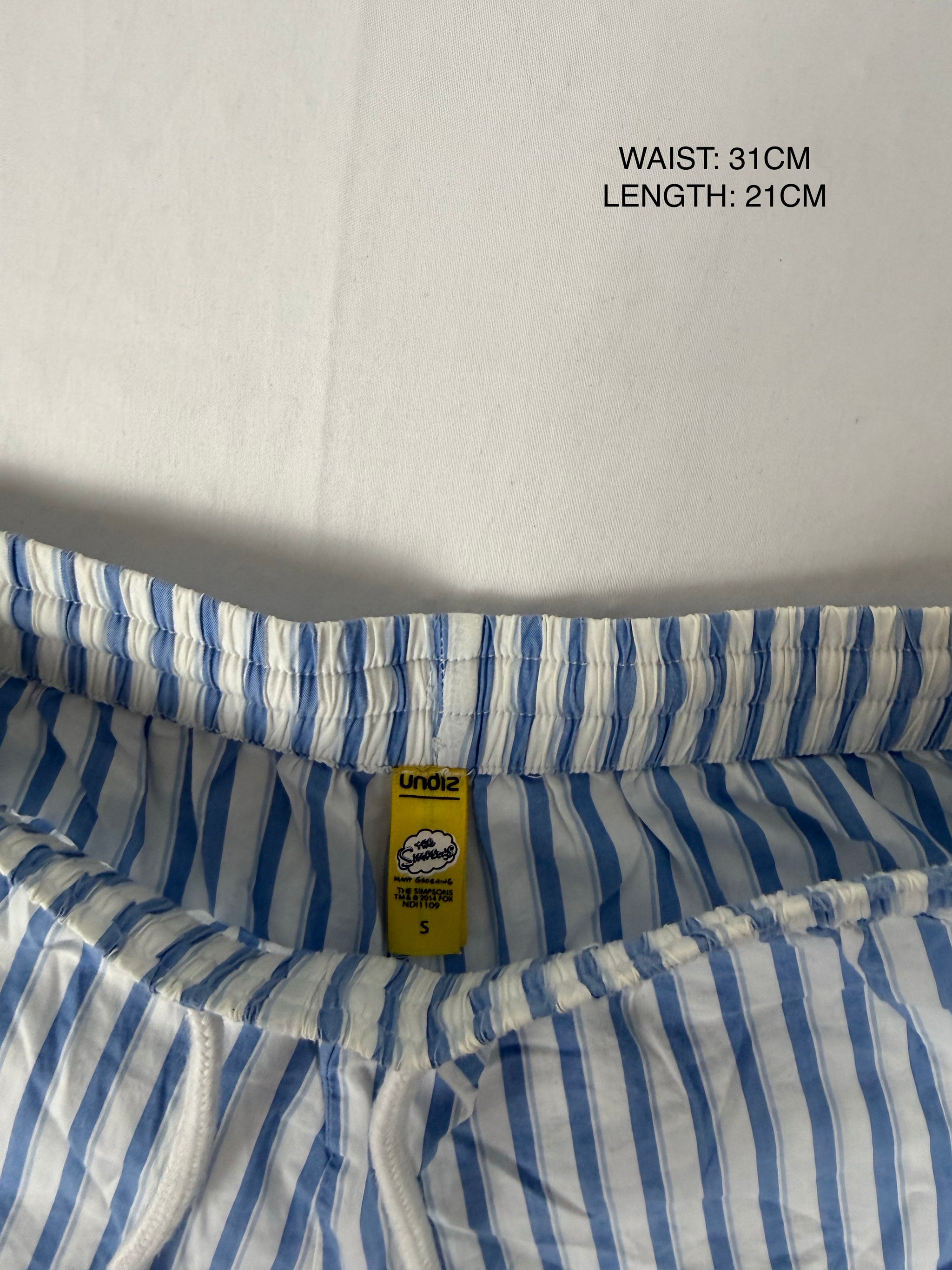 Baby blue striped cotton low rise mini short (S)