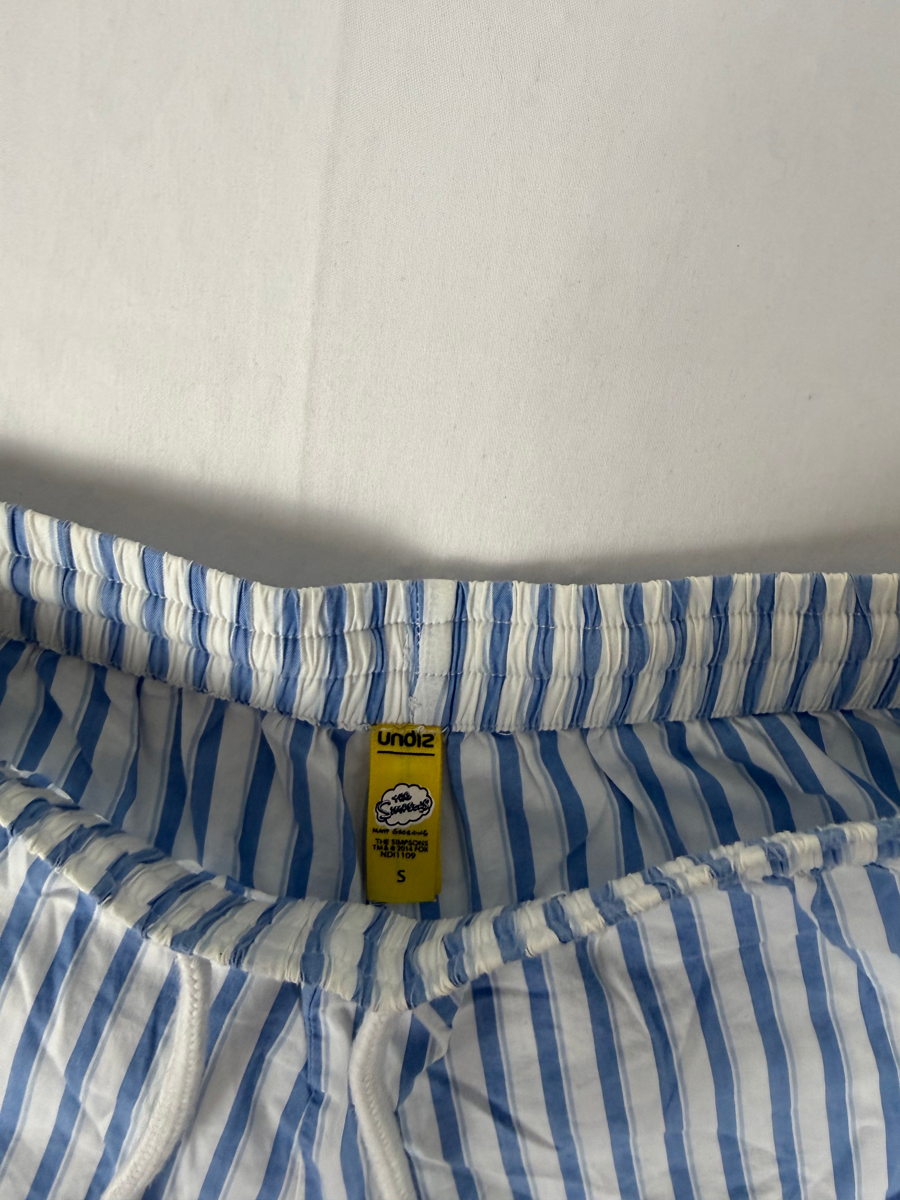 Baby blue striped cotton low rise mini short (S)