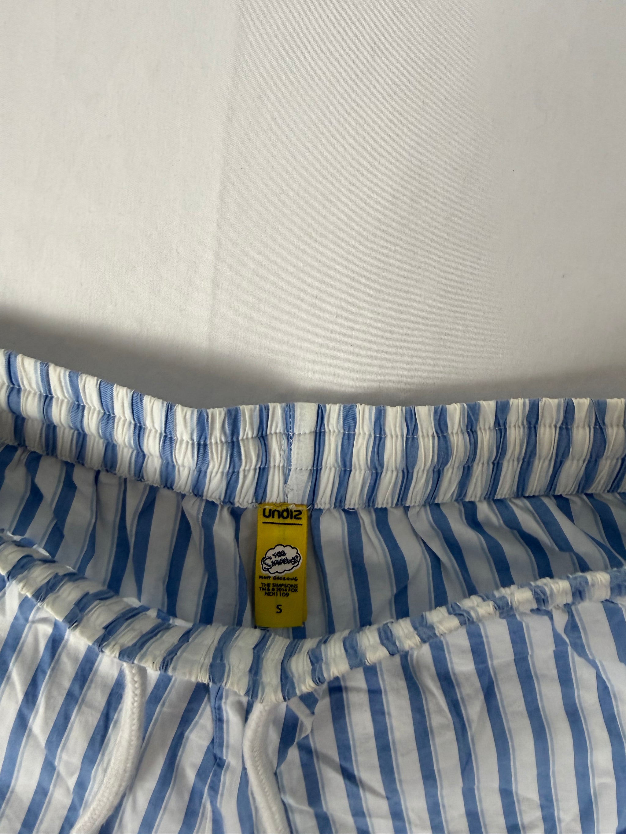Baby blue striped cotton low rise mini short (S)