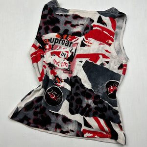 Multicolor graphic print cardigan + knitted top set (M)