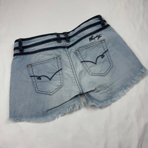Blue denim low rise mini short (XS)