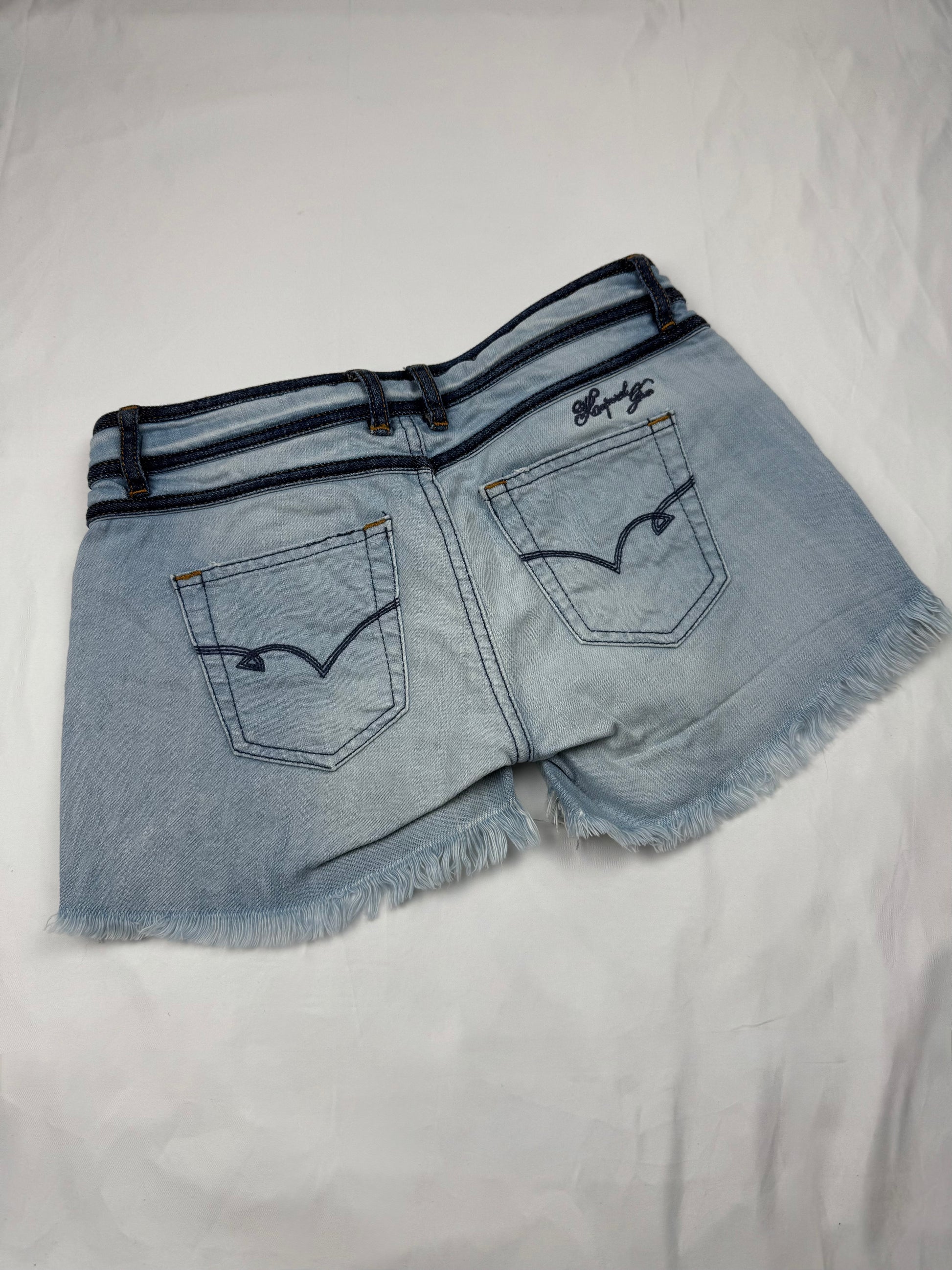 Blue denim low rise mini short (XS)