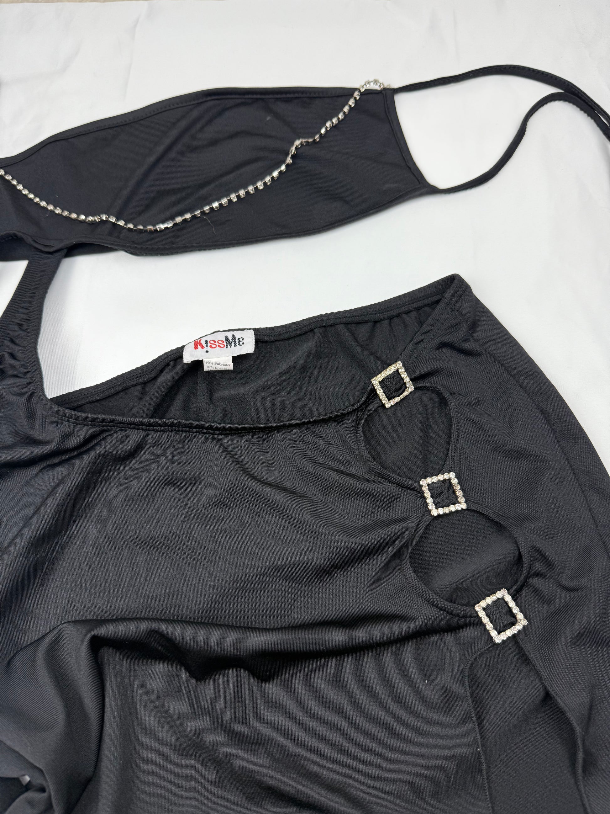 Black stretchy backless maxi dress (S/M)