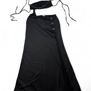 Black stretchy backless maxi dress (S/M)
