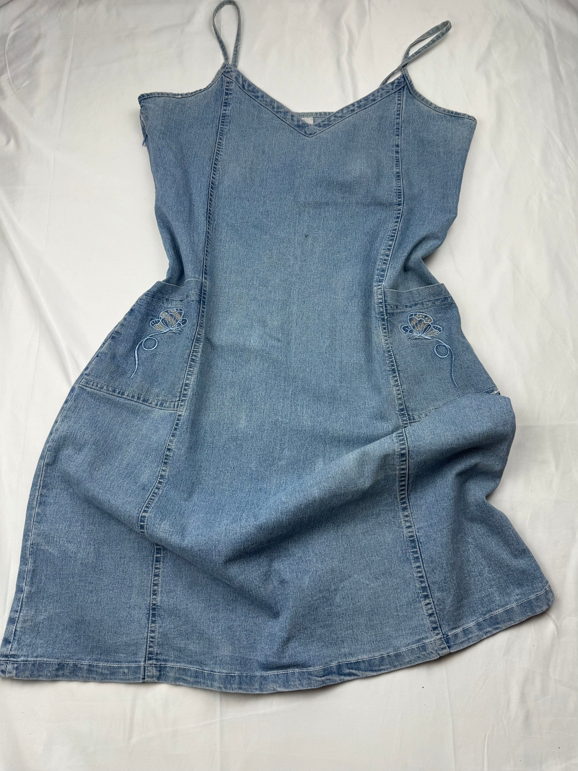 Denim jean blue Y2K vintage mini dress (XL)
