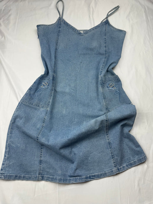 Denim jean blue Y2K vintage mini dress (XL)