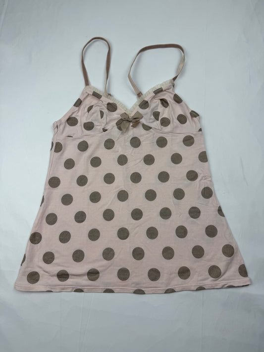 Baby pink polka dots cami top (S)