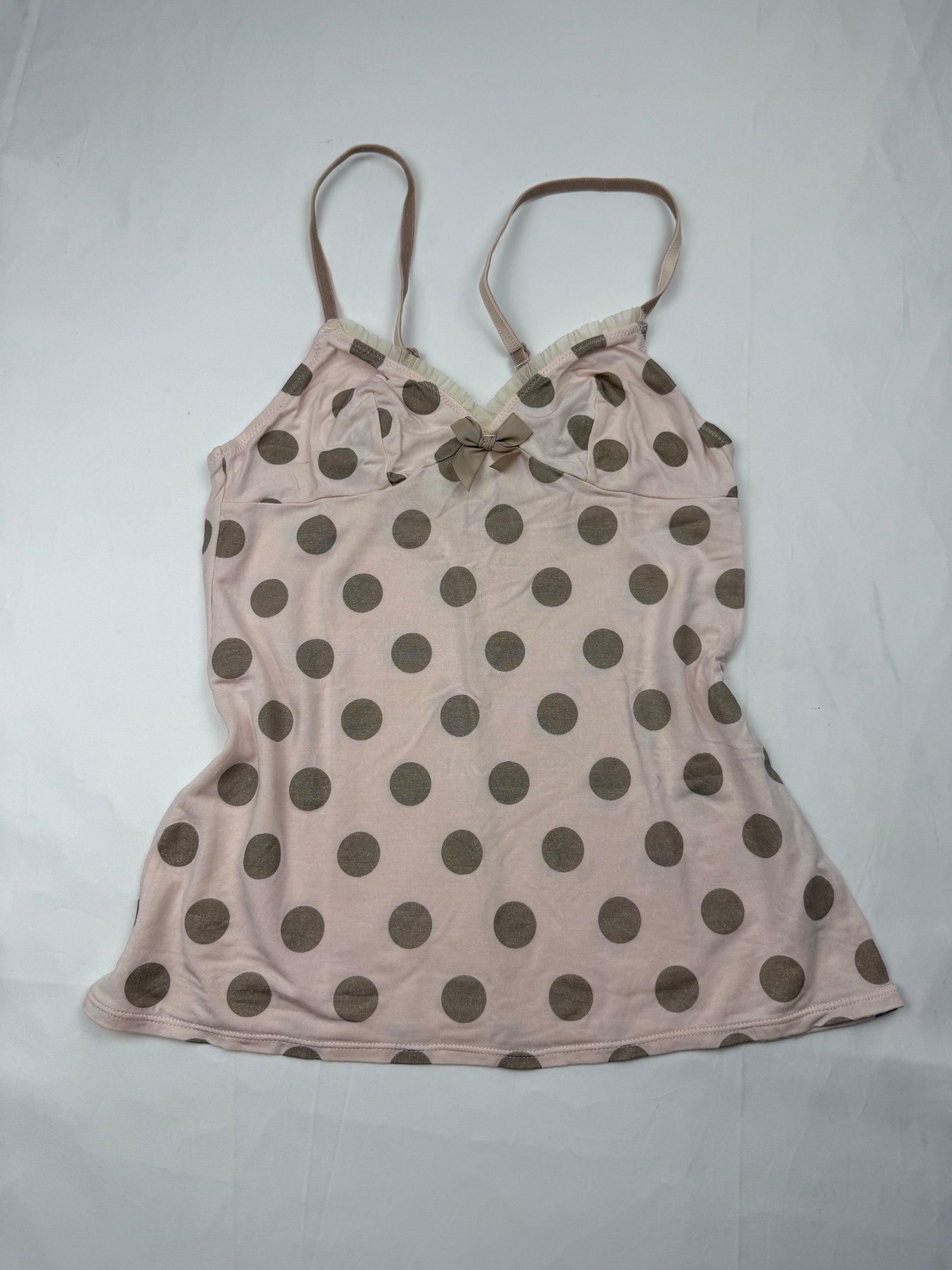 Baby pink polka dots cami top (S)