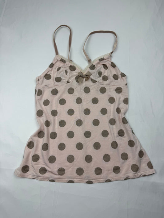 Baby pink polka dots cami top (S)