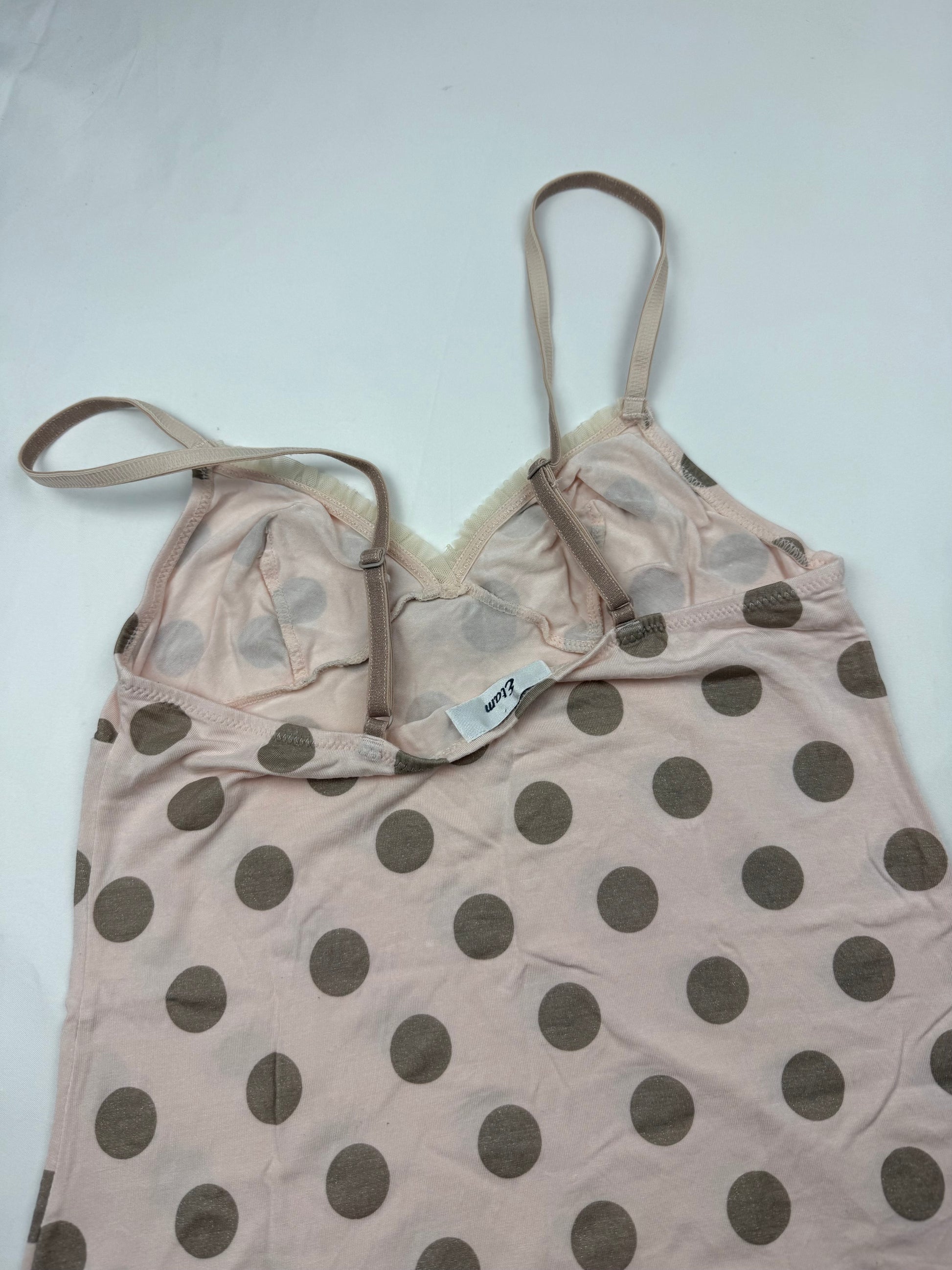 Baby pink polka dots cami top (S)