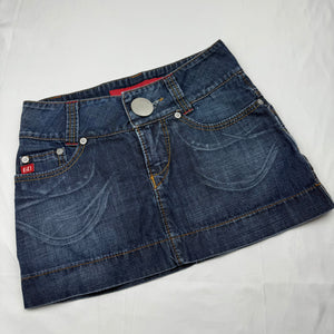 Navy denim low rise mini skirt (S)