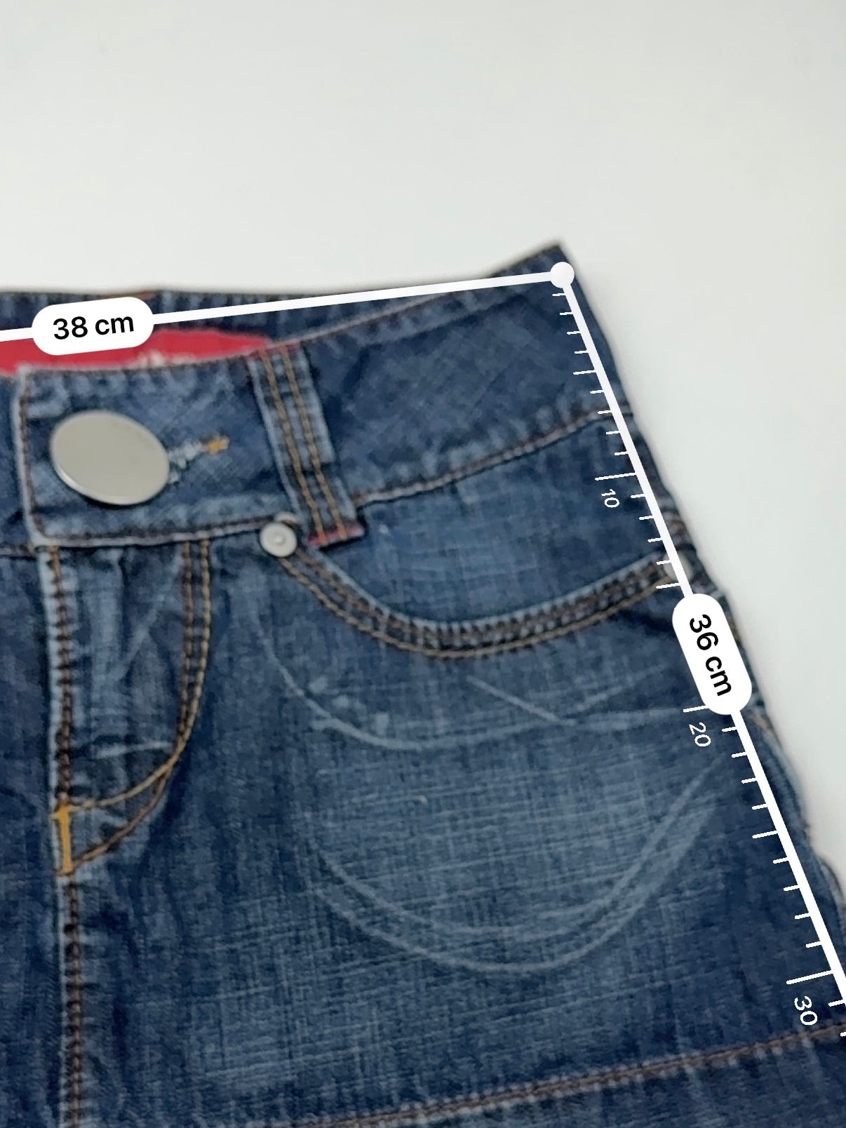 Navy denim low rise mini skirt (S)