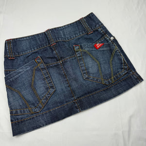 Navy denim low rise mini skirt (S)