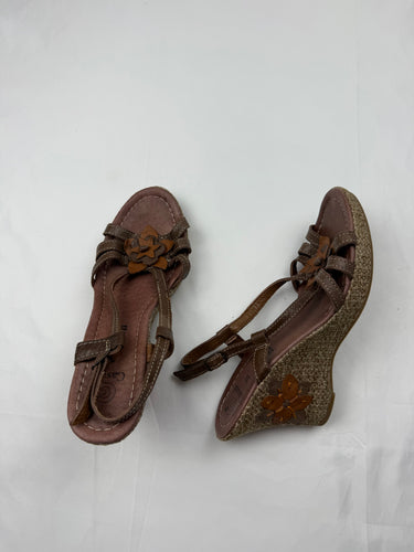 Brown real leather wedge heels (39)