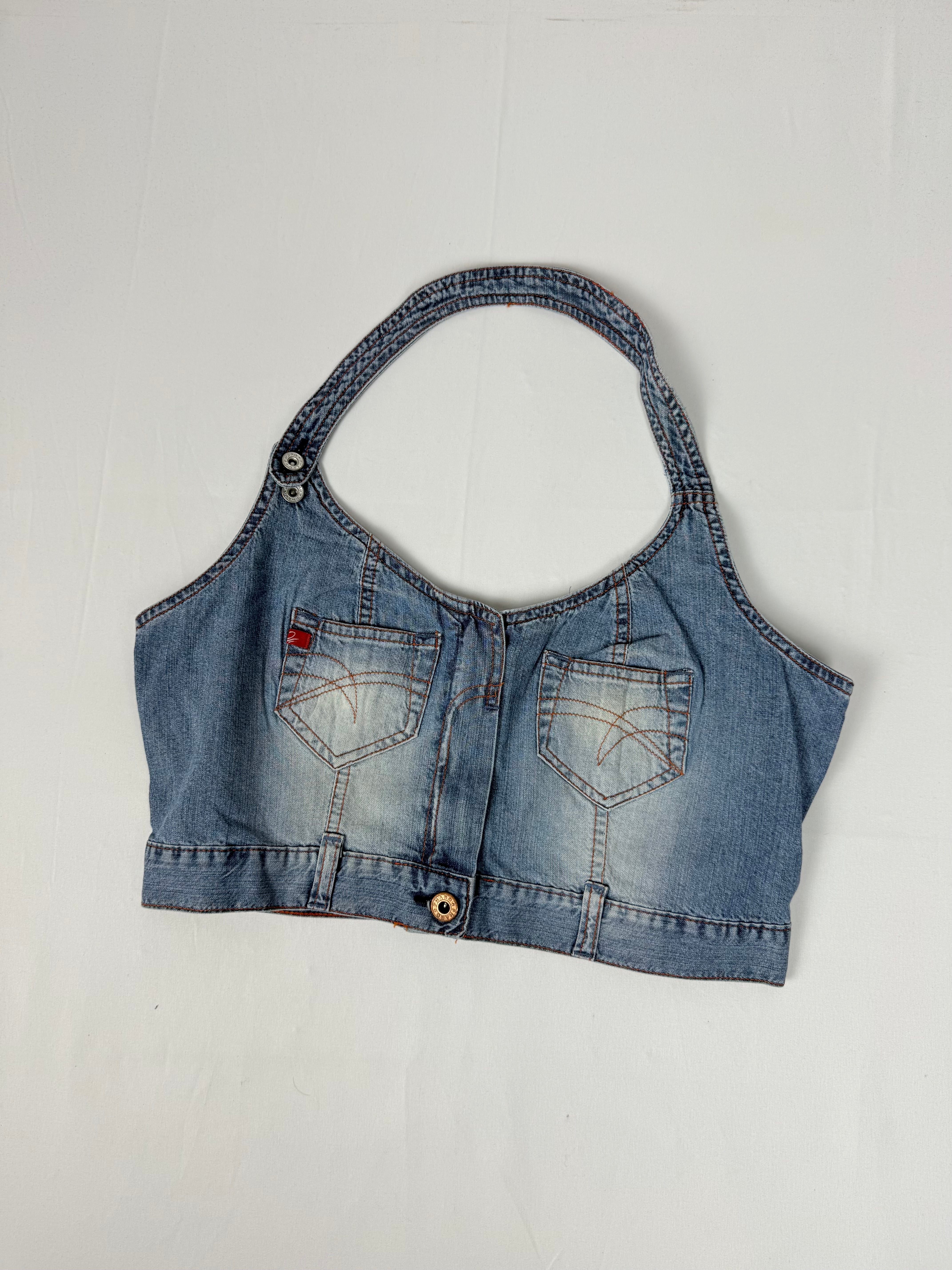 Blue denim halter top (XL)