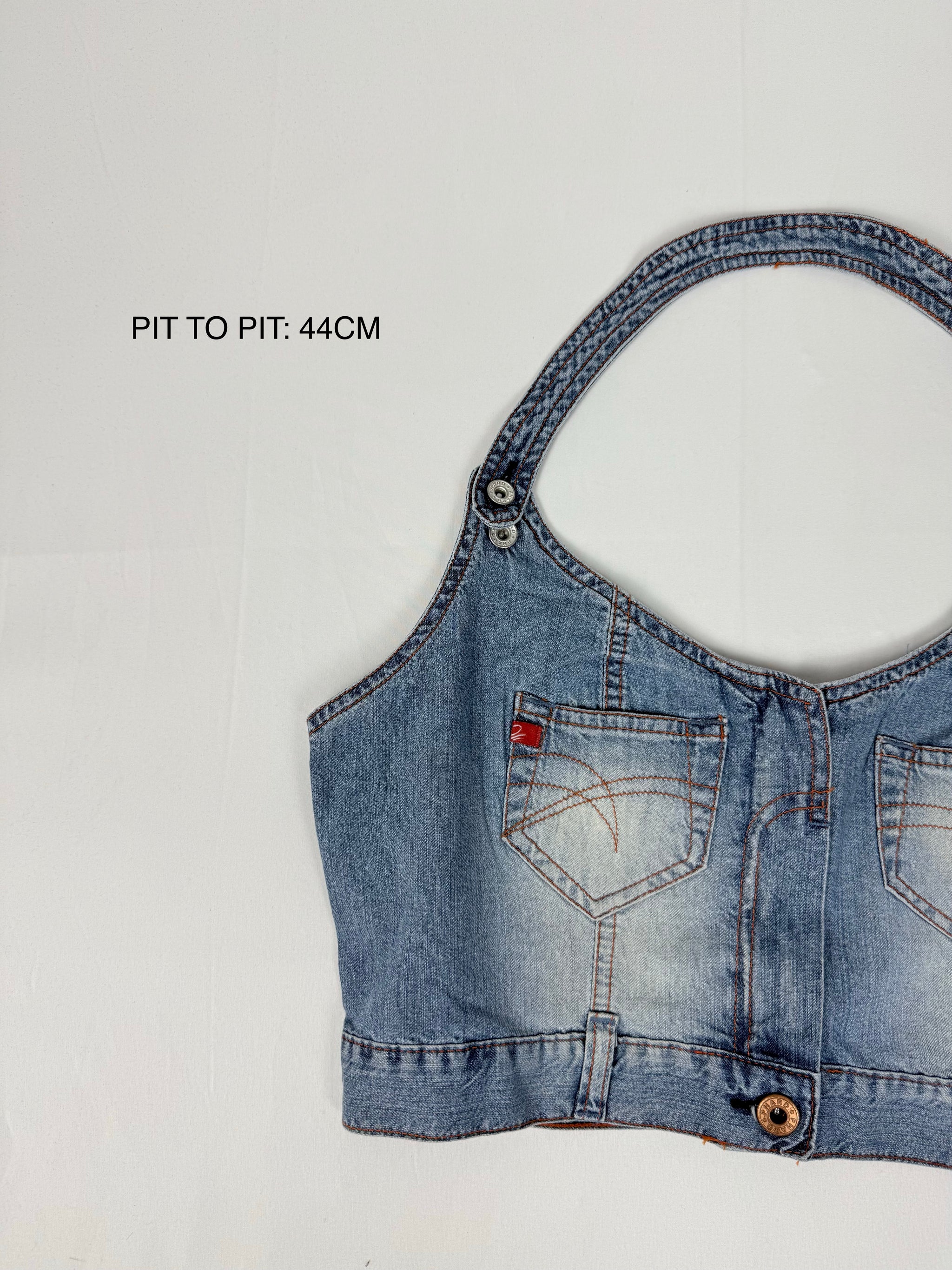 Blue denim halter top (XL)